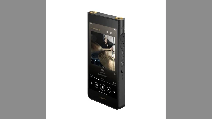 Sony Walkman NW-WM1AM3 vista frontale con interfaccia di riproduzione musicale